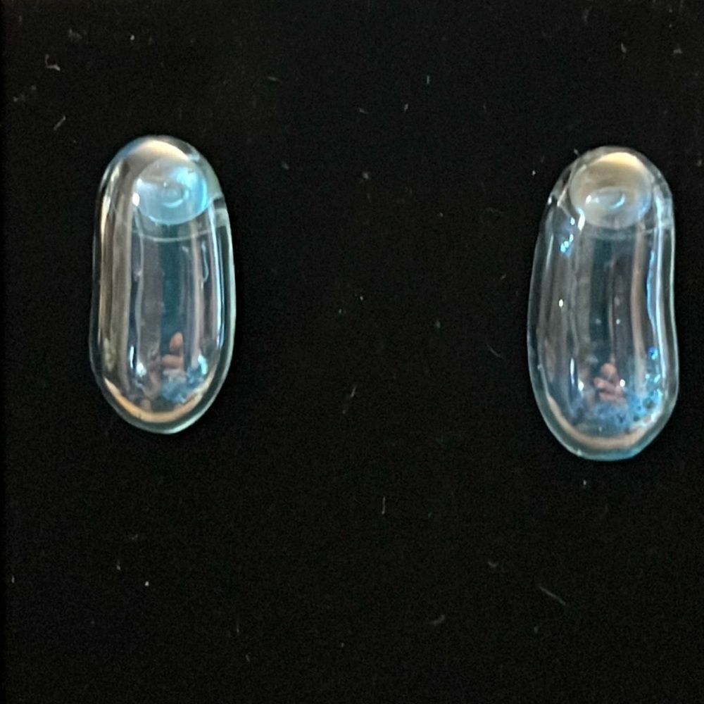 Handcrafted iridescent glass earrings on stainless steel hyper allergenic post